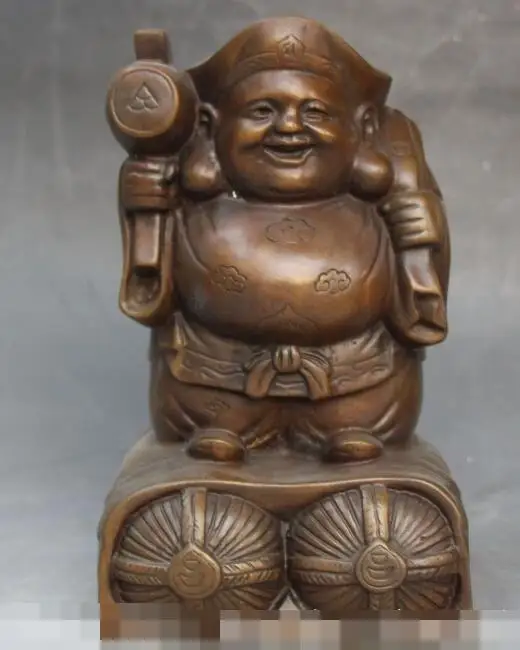 

S5226 8" Classic Bronze Stand Japan Mammon Money Wealth God Gold Bag Mahakala Statue discount 30% (C0324)