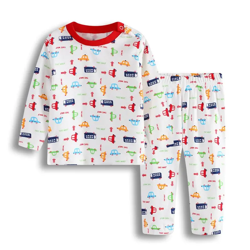 2018 Autumn Winter Newborn Baby Boys Girls Clothing-Set Cotton Kids Flowers Fish Airplane Princess Car Pajamas clothes suit (8)