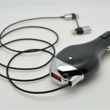 Автомобиль Зарядное устройство 2in1 выдвижной кабель для зарядки телефона Зарядное устройство 3A Быстрая зарядка для Android и IOS мобильный телефон