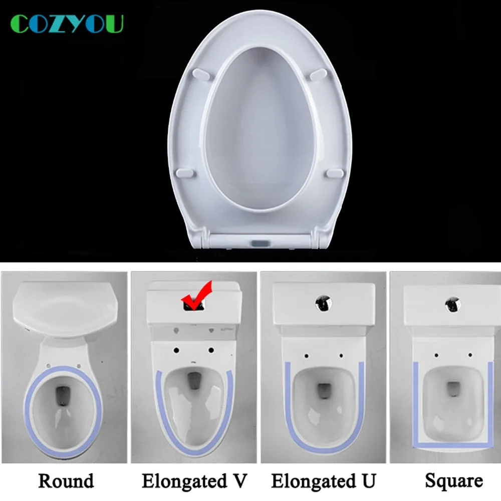 COZYOU PP крышка для унитаза мягкая закрывающаяся БЫСТРОРАЗЪЕМНАЯ V образная Легкая