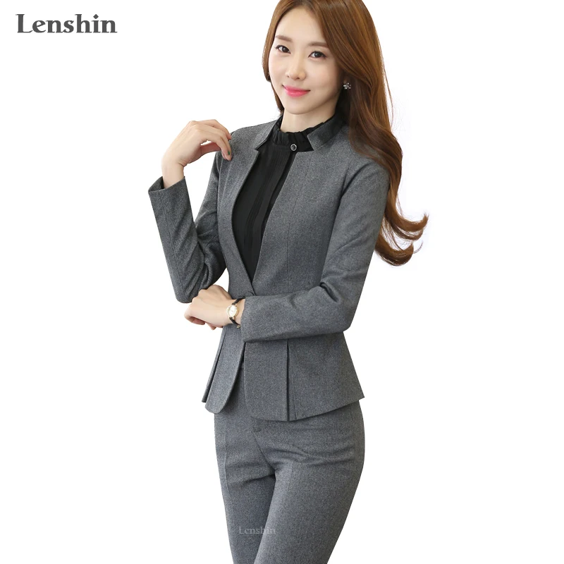 Pantaloni grigi 2 pezzi abiti formali da donna OL Uniform Designs donna  elegante giacca da lavoro da lavoro con set di pantaloni|pant suits  formal|designer pant suitspant suits - AliExpress