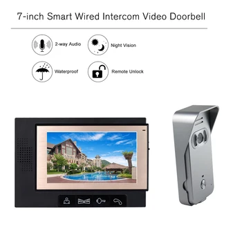 

7-inch LCD Color Video Door Phone Intercom System Night Vision Camera Kit IR Night Vision Camera Door Bell for Home Security