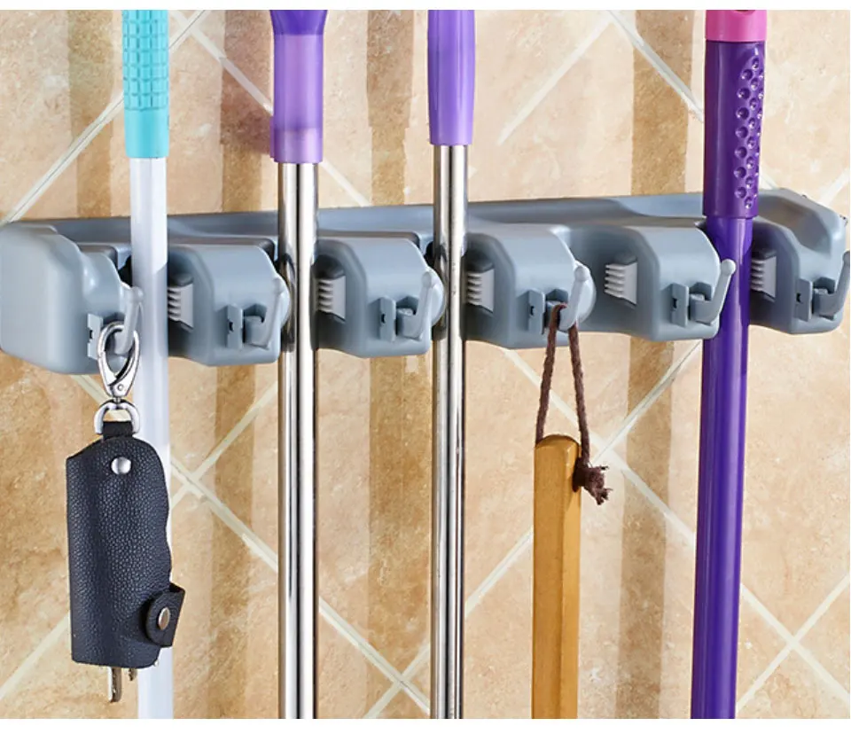 Wall Mounted Mop Holder Brush Broom Hanger Storage Plastic Mop Holder Broom Holder And Garden Tool Garage Organizer Kitchen Rack (14)