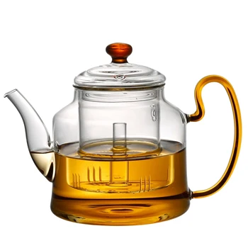 

Regimen Steamer Kettle Borosilicate Glass Tea Pot Health Red Herbal Flower Tea Kettle 46 ounce / 1300ml Microwave Stovetop Safe