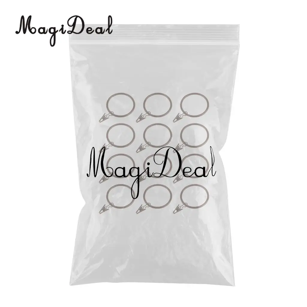 12-Pcs Window Curtain Glider Hook Clips With Roman Rings Eyelet Home Accessories