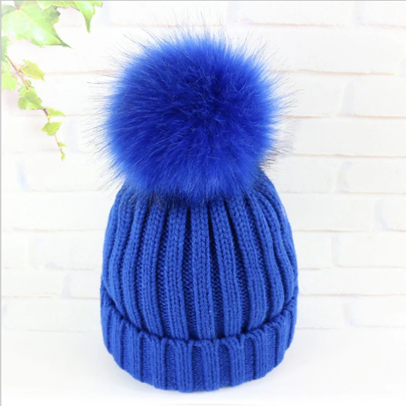 2018 корейские Skullies & Beanies Зимние теплые и утолщенные однотонные шерстяные вязанные шапки дамская модная шапка из имитации шерсти с помпоном.