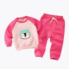 Boys Girls Children Hoodies Winter Wool fleece Baby Sports Suit New 2017 Jacket Sweater Coat & Pants Thicken Kids Clothes Sets