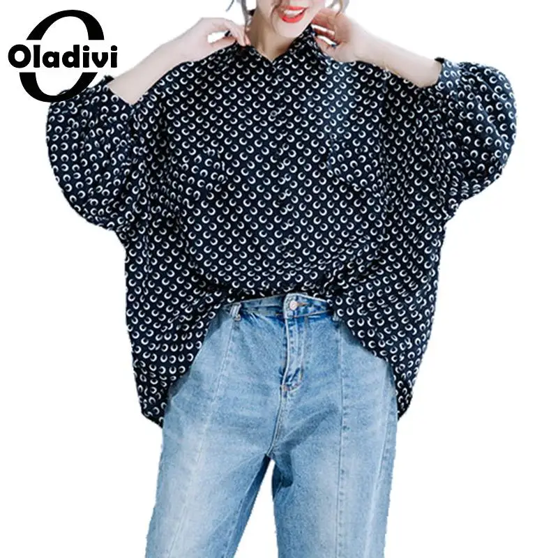 

Oladivi Plus Size Women Batwing Sleeve Fashion Printed Top Tee Shirt Lady Casual Loose Summer New Blouses Female Tunic Blusa 6XL