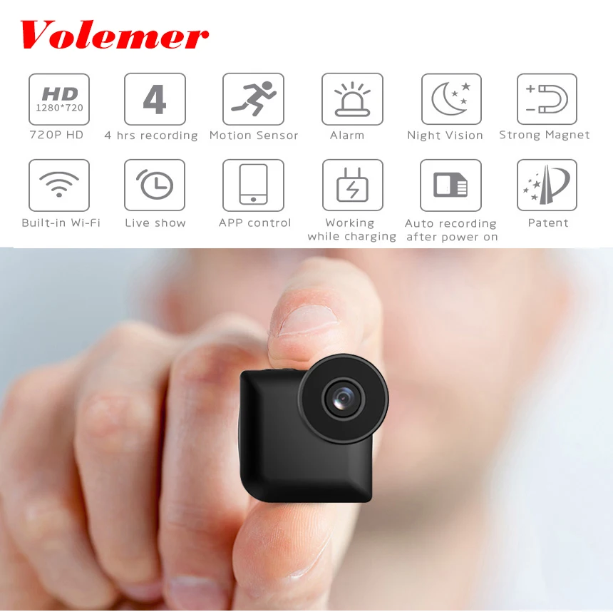 Мини камера Volemer C3 с Wi Fi и беспроводным управлением 720P|Компактные видеокамеры| |