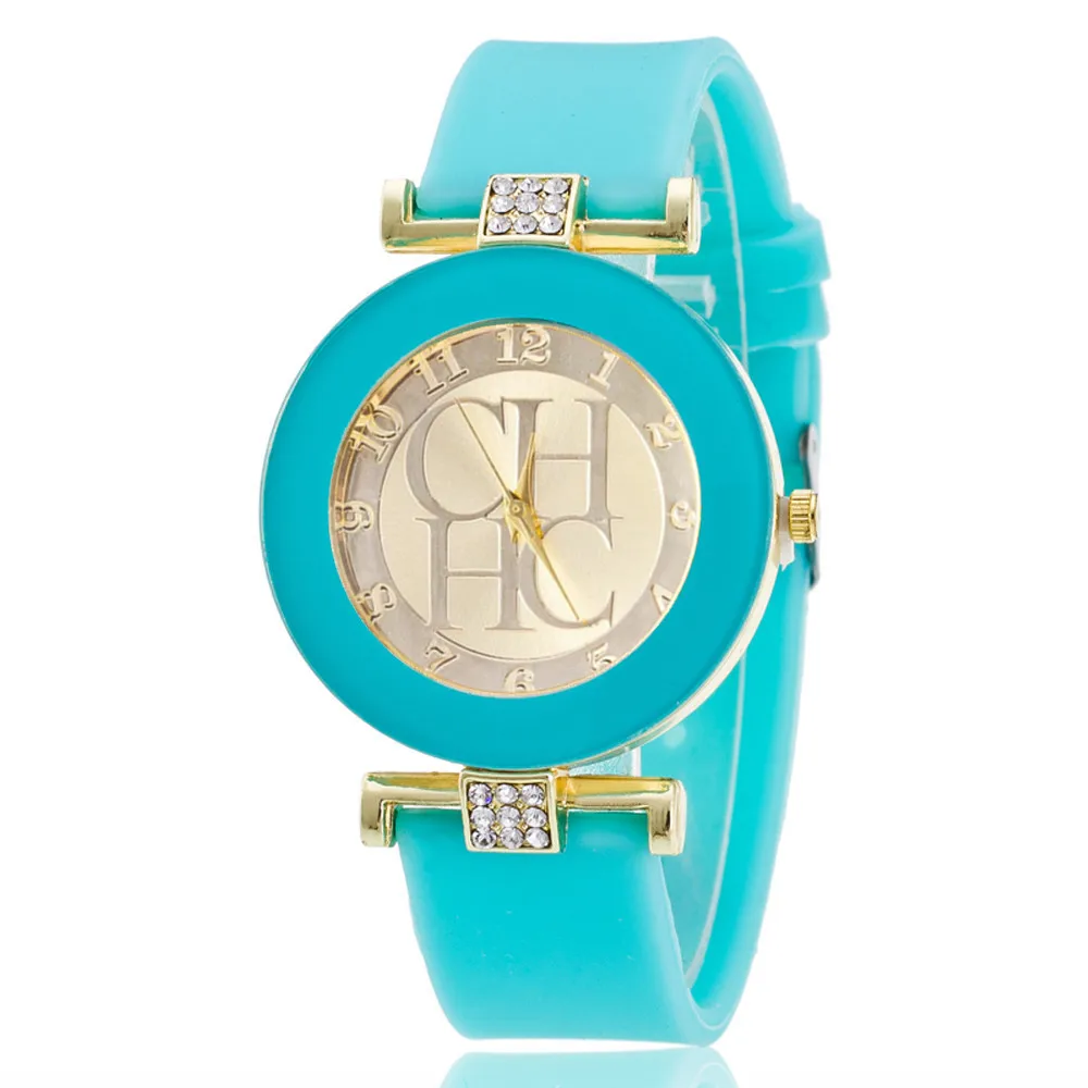 Горячая Распродажа, новые модные простые кварцевые часы Geneva с силиконовым ремешком, женские часы с кристаллами, силиконовые мужские часы zegarek damski
