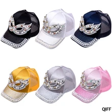 Ювелирные изделия для мамы и дочки, искусственный кристалл, стразы украшенная маска, бейсбольная кепка с полой сеткой, бейсболка, регулируемая, грязная булочка, остроконечная шляпа