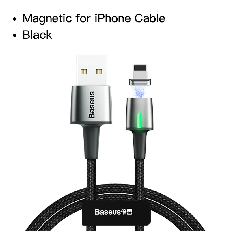 Магнитный кабель Baseus Micro usb type кабель для samsung s9 iPhone Xr зарядный usb-кабель Магнитный адаптер кабель для мобильного телефона USB шнур магнитная зарядка Type C кабель usb type c Micro USB - Цвет: Black for iPhone