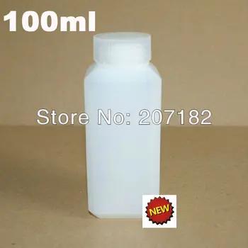 

(100pcs/lot) 100ml / 100g Translucent HDPE Acid and Alkali Resistant Square Bottle, Liquid Medicine Bottle
