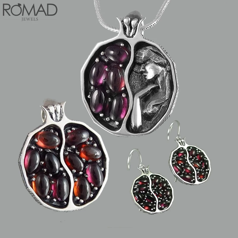 ROMAD женское ожерелье с красным камнем винтажное кристаллами и гравировкой