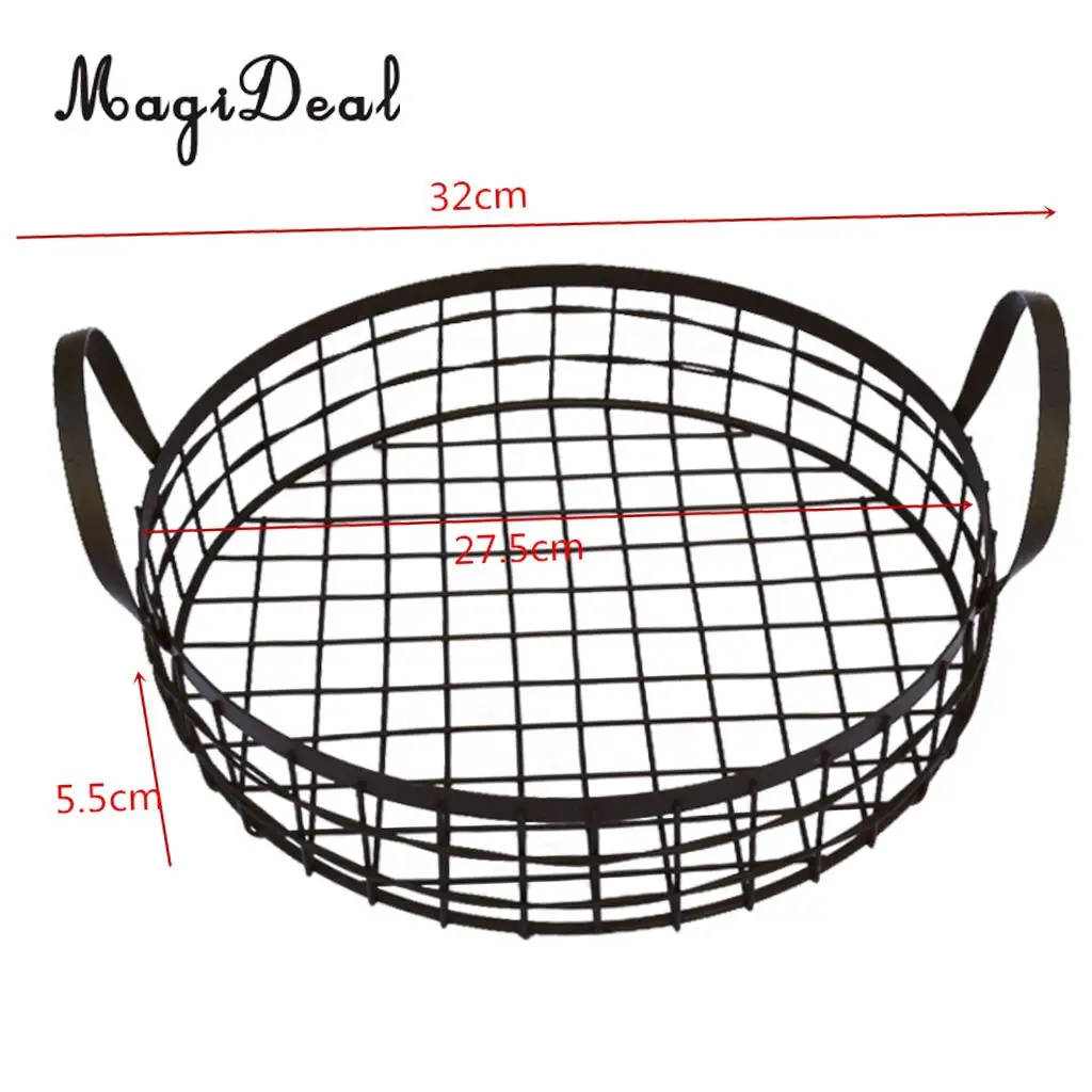 MagiDeal Antique Black Iron Wire Bread Basket Fruit Basket Rack Holder Nut Snack Bowls