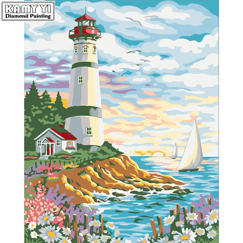 

5D Diy Diamond Painting rhinestones Home decor Diamond embroidery"Landscape tower"Diamond mosaic