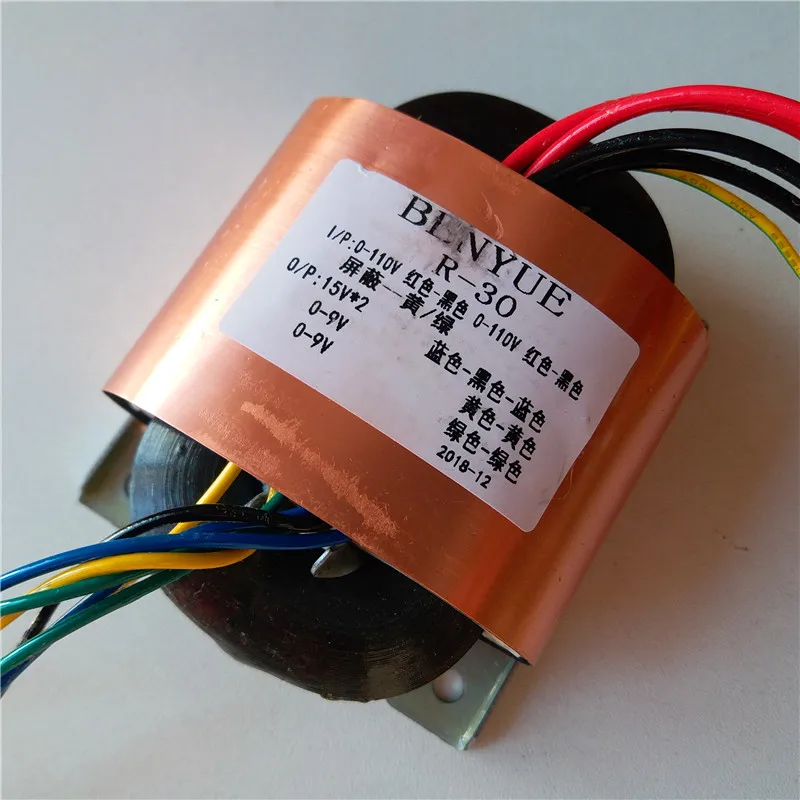 15V-0-15V 0.6A 2*9V 1A R Core Transformer 110V/110V input R30 for DAC decoder board 40VA preamplifier amplifier