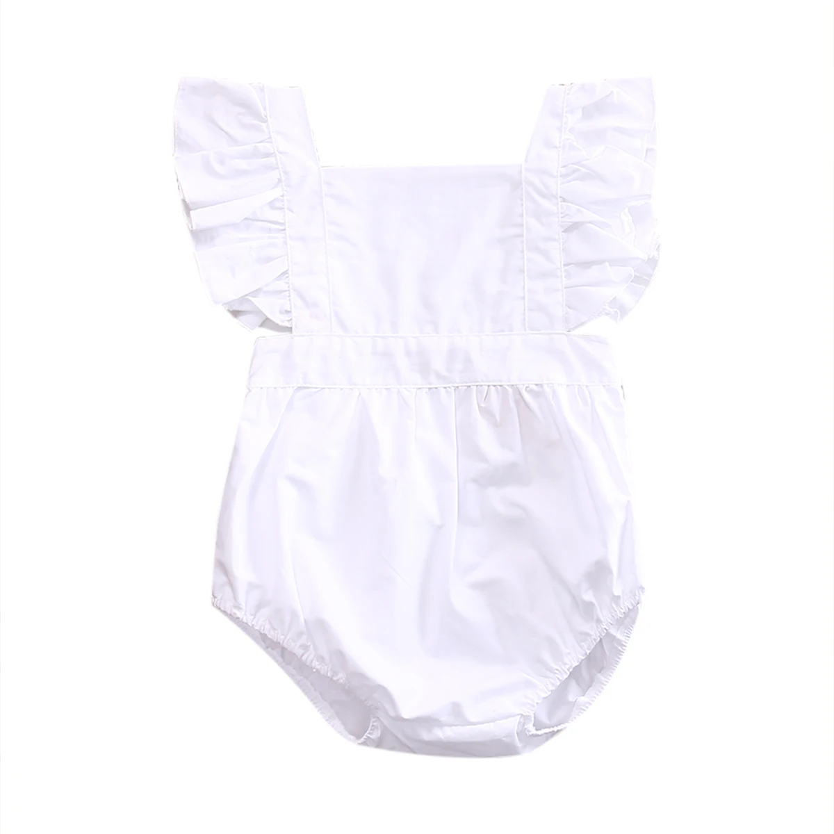 Хи-хи, детский магазин для новорожденных девочек, однотонное белое кружевное хлопчатобумажное Боди без рукавов от 0 до 24 месяцев