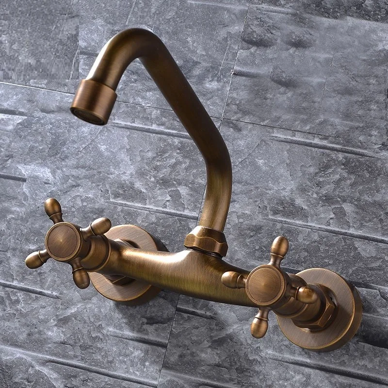 Europe style Basin Faucet antique finished Brass Bathroom wall mounted Sink single lever high hot and cold basin faucet | Обустройство