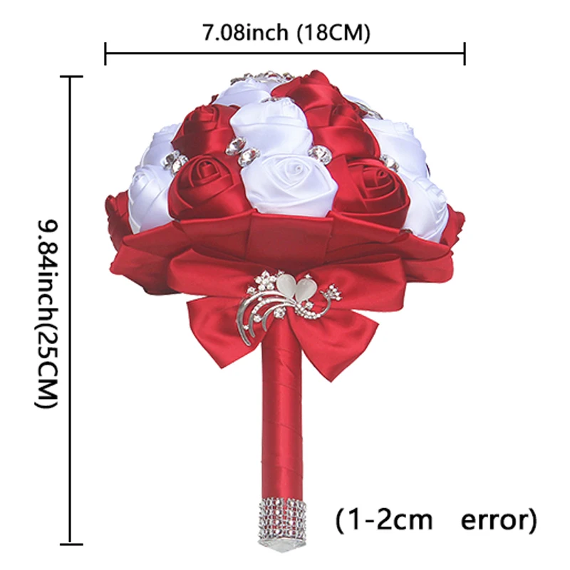Бордовая белая шелковая лента розы цветы искусственные пенные Цветы Свадебные цветы букеты невесты букет невесты W291