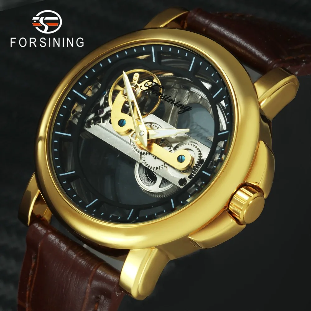

FORSINING 2019 New Sale Golden Bridge Auto Mechanical Watch Men Leather Strap Unique Design Top Brand Luxury Wrist Watches