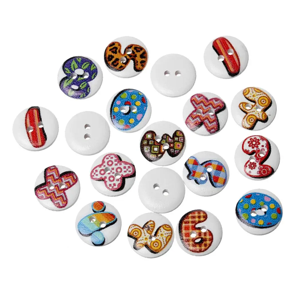15 pcs 15mm round white stitched 2 hole wooden buttons sewing supplies