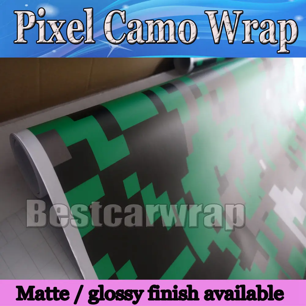 Bright Green Digital Camouflage Full-Body Car Wrap Skin with air release covering Pixel camo For truck &amp boat covers 1.52x30m |