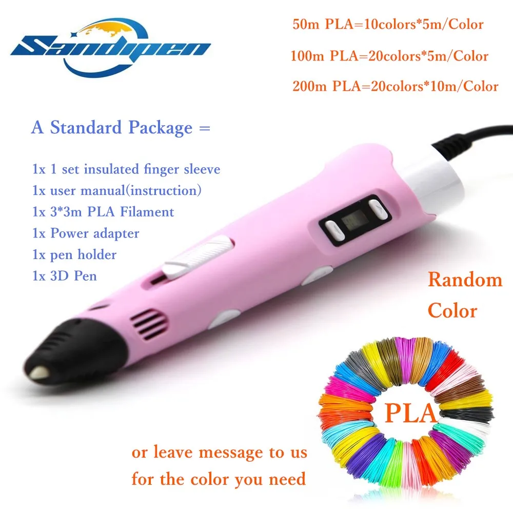 

Sandipen 3D Pen RP100B 3D Drawing Pen LED Screen 50/100/200 PLA Package Can Choose 3d Painting Pen Kids Birthday Gifts P03
