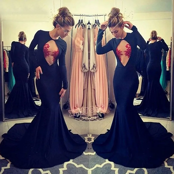 European Style Women Autumn Dress Cocktail Prom Gown Long Sleeve Long