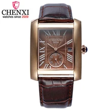 CHENXI Classic Design Rectangular Male Watches Luxury Brand Fashion Leather Watch Man Calendar Quartz Watch Men