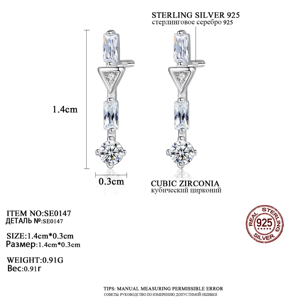 CZCITY дизайн изысканные 925 пробы серебряные серьги-гвоздики для женщин для свиданий Роскошные трендовые CZ женские ювелирные изделия Рождественский подарок