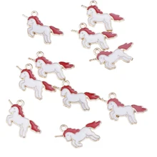 10 peças nicorn Contas Encantos Pingente de Esmalte para Presentes Pingente Jóia Que Faz(China)