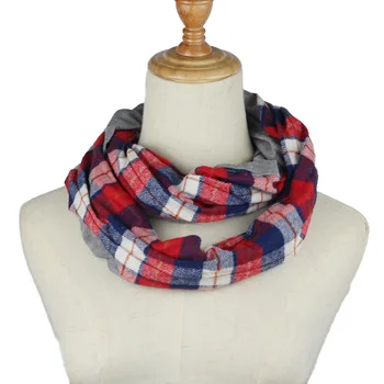

2019 Winter autumn women plaid Ring Scarf lady Infinity Scarves Warm Neckerchief snood Scarf red blue color