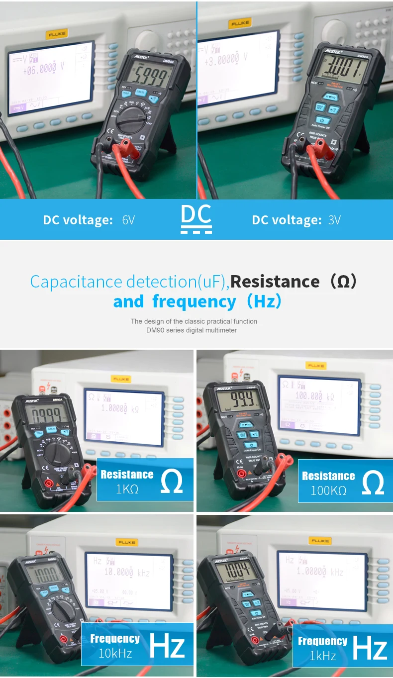 MESTEK Интеллектуальный мультиметр DM90A/DM90S Высокоскоростной автоматический умный мультиметр анти-сжигание NCV True RMS Digital Multimetro