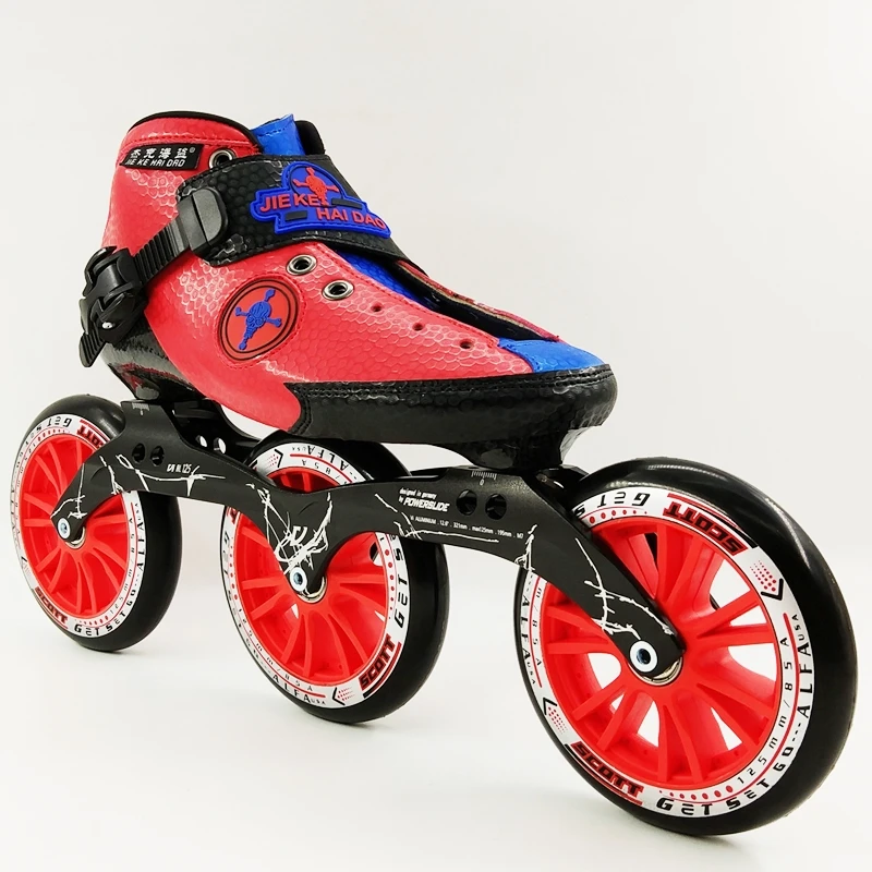Профессиональный Скорость катание обувь 125 мм 3 колеса взрослых роликовые коньки Для женщин/Для мужчин новинка года конька спортивные ботинки