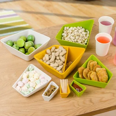 

BF040 Multifunctional geometric shape fruit dish creative 3 in 1 snack bowl plate 17*9*15cm free shipping