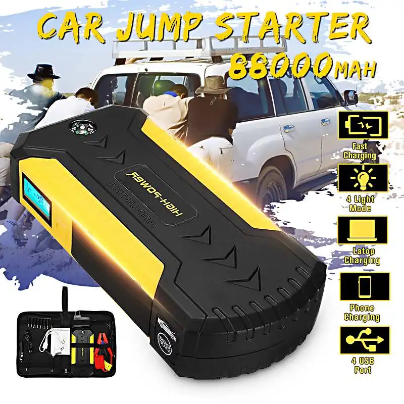 Multifunction Jump Starter 89800mAh 4USB 600A Emergency Car Battery Booster Charger Booster Power Bank Starting Device