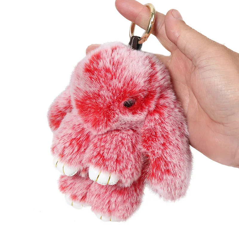 

14cm Cute Plush Bunny Keychain Plush Toy Angel Rabbit Key Ring Hare Pompom Plush Dolls Toy Girls Bag Car Key Pendant