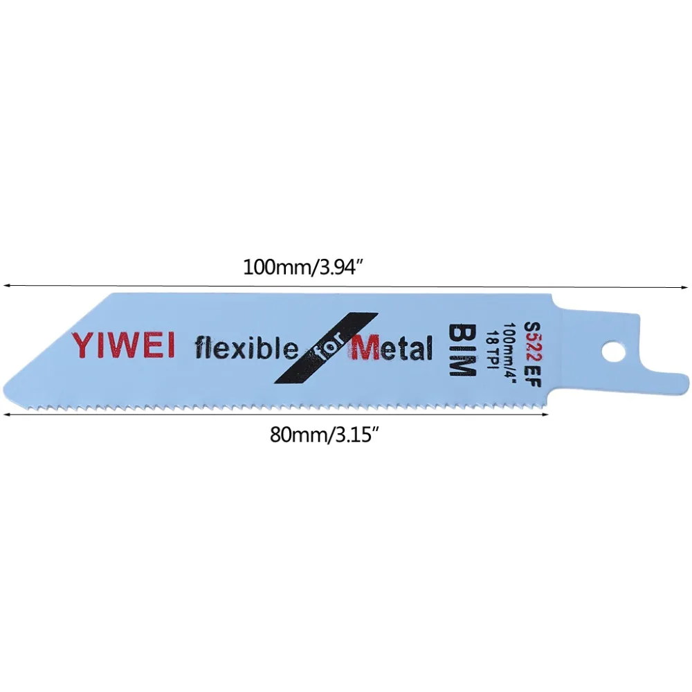 5 Pcs S522EF 100mm 4" BIM Reciprocating Sabre Saw Blades Set Flexible for Metal