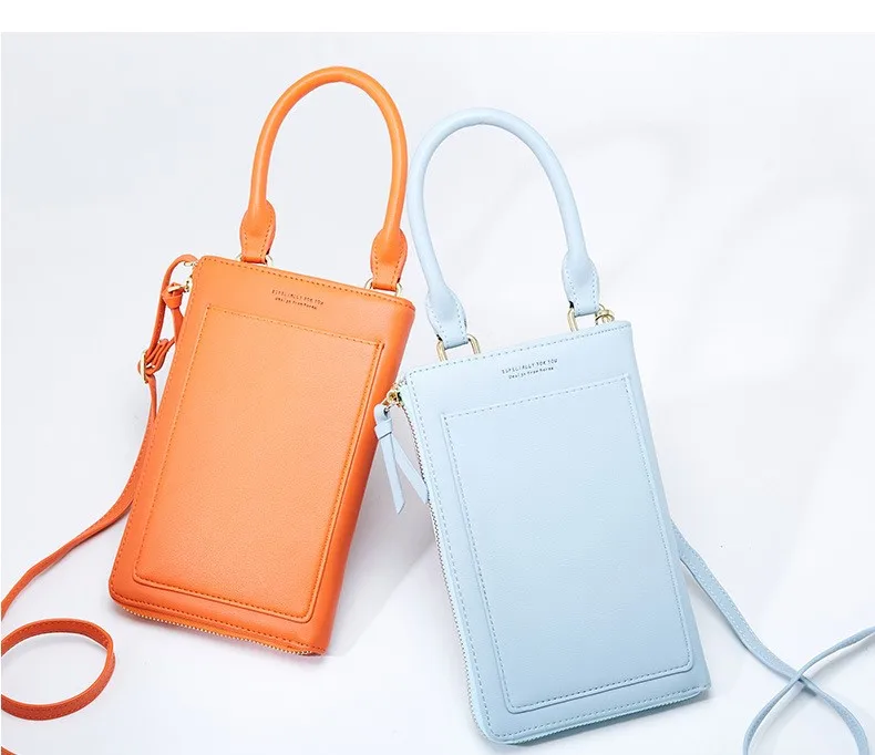 

mylb New Korean lady oblique straddle with wrist pu female bag large capacity multifunctional mobile phone bag fashion wallet