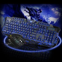 HXSJ J10 3-colors backlit wired gaming keyboard set Colorful glowing gaming mouse and keyboard combination package