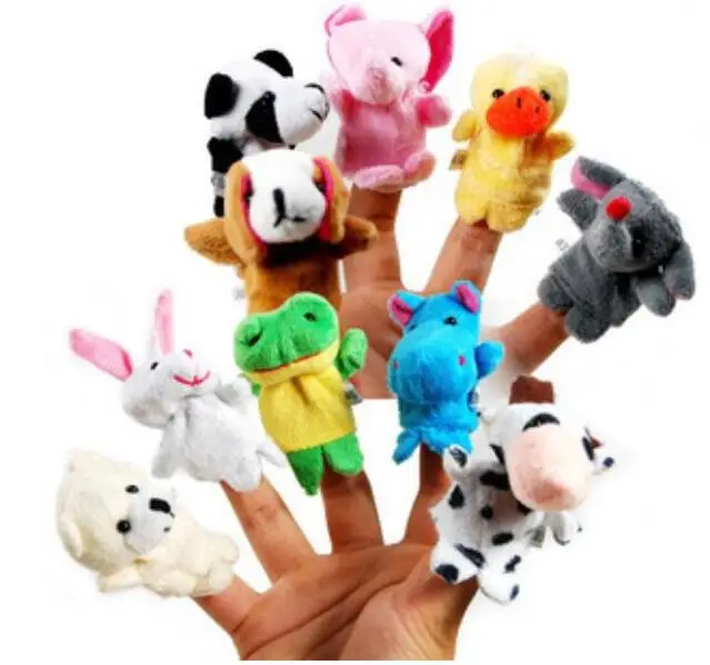 

10 pcs/lot christmas mini plush baby toy animal family finger puppets set fish australia princess bug boys girls finger puppets
