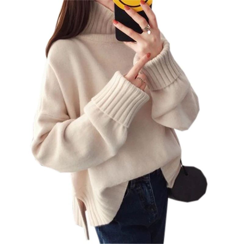 

2018 plus size Winter Sweater For Women Cashmere Turtleneck Sleeve Knitting Jumper Spring Thick warm Casual sweaters RE0874