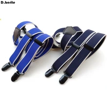 Мужские синие/темно-синие полосатые подтяжки унисекс регулируемые подтяжки на подтяжках модные подтяжки для взрослых ремень для свадьбы BDXJ2519