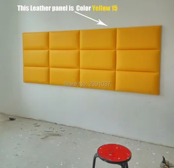 

Brand New American Style Soft Yellow Leather Panel luxury decorative art TV Room sofa backgroumd wallpaper 12pcs 60*30*3.5CM