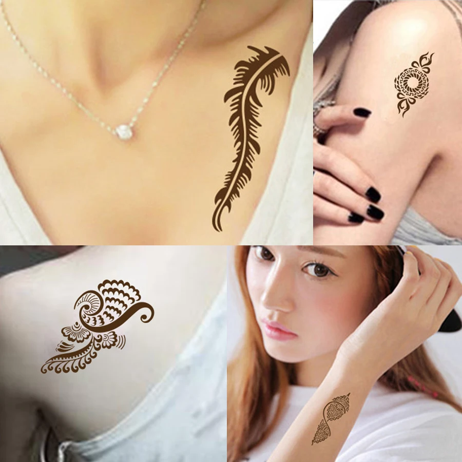 Gambar Toko Online 1 Pc Lady Gaya Henna Stensil Feathers Gambar Toko Online 1 Pc Lady Gaya Henna Stensil Feathers