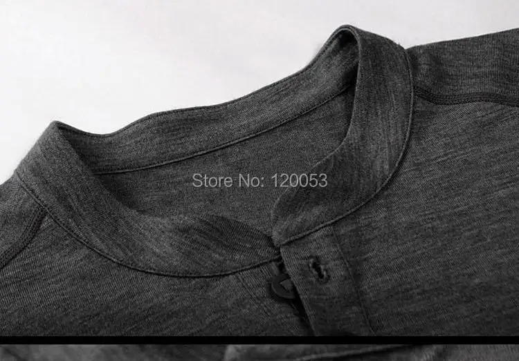 Тяжелая Качественная мужская футболка с длинным рукавом из мериносовой шерсти 240 г года, свитер из мериносовой шерсти с длинными рукавами, воротник-стойка, с планкой