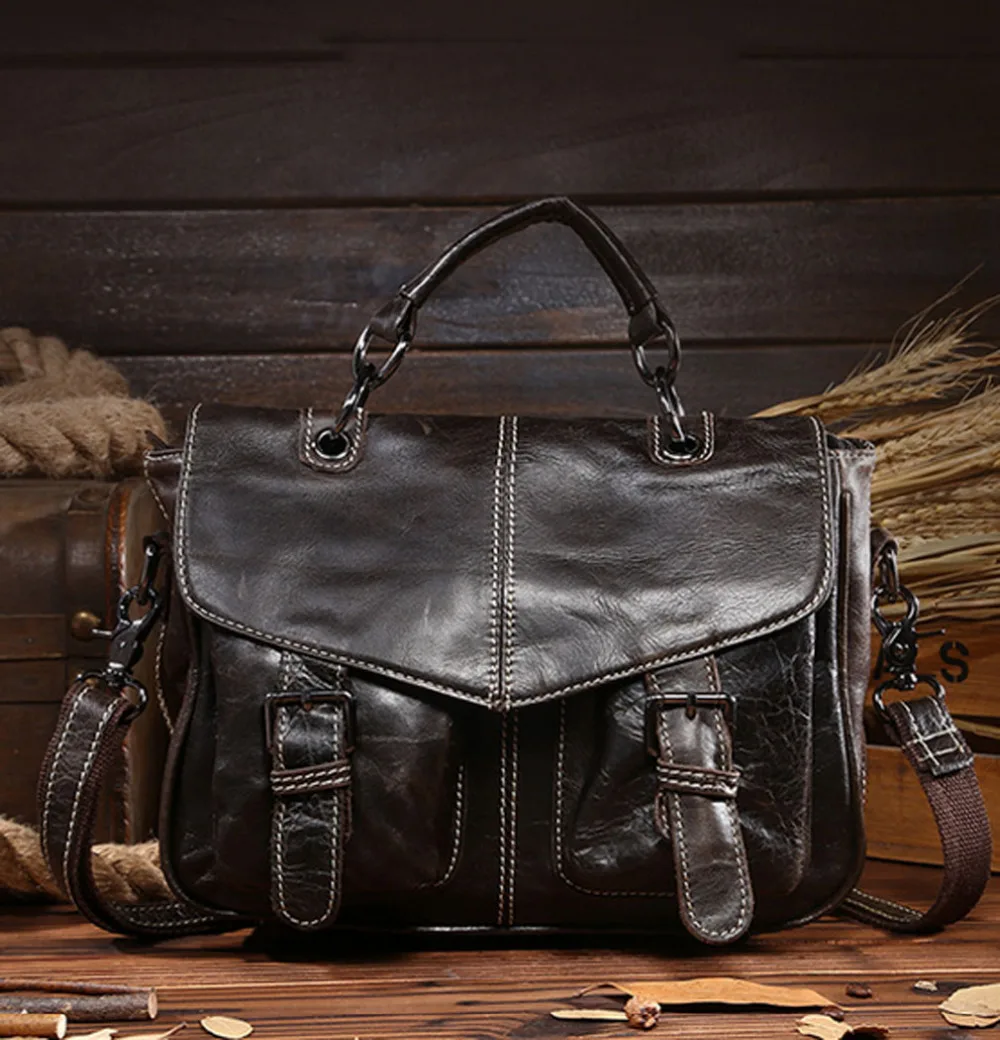 2018 New Men Vintage Oil wax Genuine Leather Cowhide High Quality Handbag Briefcase Business Messenger Shoulder Bag handbags 2018 New Men Vintage Oil wax Genuine Leather Cowhide High Quality Handbag Briefcase Business Messenger Shoulder Bag handbags