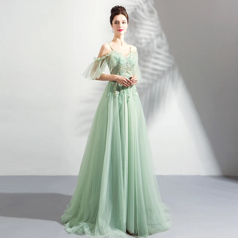 green dress gown