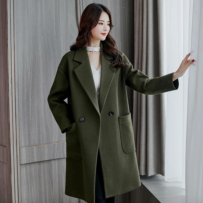2018 Long Woolen Coat for Women Korean Style Women Coats Autumn Winter